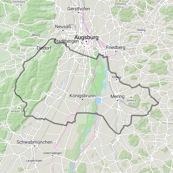 Map miniature of "The Katharinenberg Challenge" cycling inspiration in Oberbayern, Germany. Generated by Tarmacs.app cycling route planner
