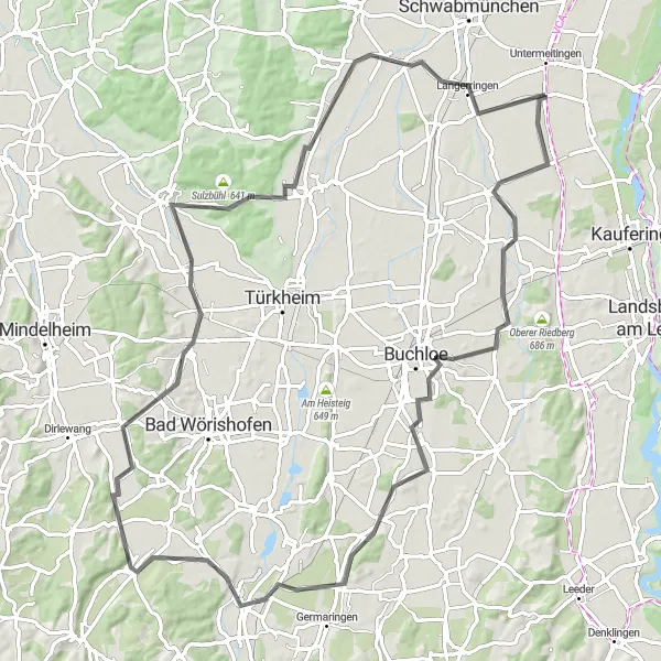 Map miniature of "Bavarian Delights" cycling inspiration in Oberbayern, Germany. Generated by Tarmacs.app cycling route planner