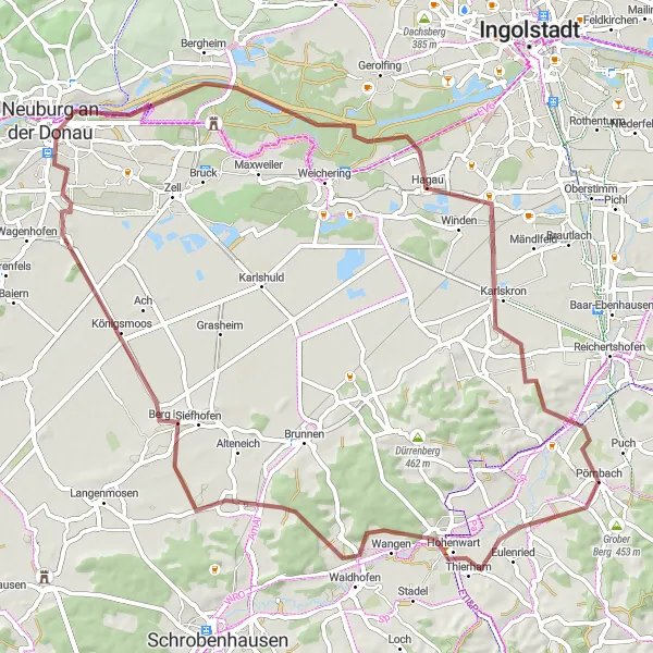 Map miniature of "Berg im Gau Adventure" cycling inspiration in Oberbayern, Germany. Generated by Tarmacs.app cycling route planner