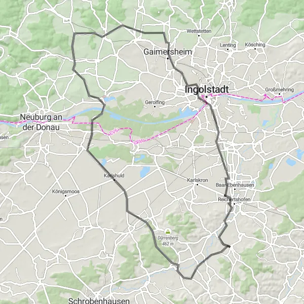Map miniature of "Hohenwart Circuit" cycling inspiration in Oberbayern, Germany. Generated by Tarmacs.app cycling route planner