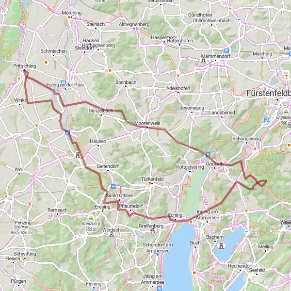 Karten-Miniaturansicht der Radinspiration "Natur pur entlang der Paar" in Oberbayern, Germany. Erstellt vom Tarmacs.app-Routenplaner für Radtouren