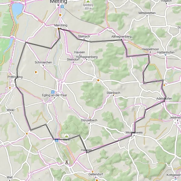 Karten-Miniaturansicht der Radinspiration "Fahrradtour durch das westliche Oberbayern" in Oberbayern, Germany. Erstellt vom Tarmacs.app-Routenplaner für Radtouren