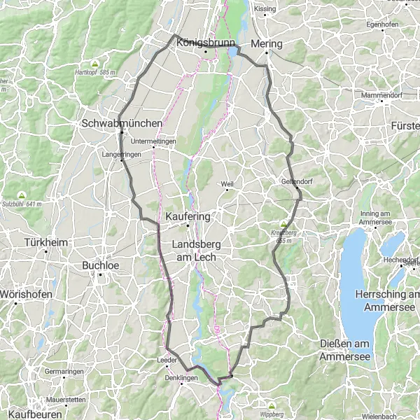 Map miniature of "Reichling to Unterdießen Circuit" cycling inspiration in Oberbayern, Germany. Generated by Tarmacs.app cycling route planner