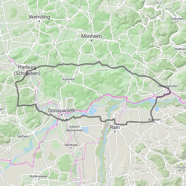 Karten-Miniaturansicht der Radinspiration "Tour durch Riedlingen und Umgebung" in Oberbayern, Germany. Erstellt vom Tarmacs.app-Routenplaner für Radtouren