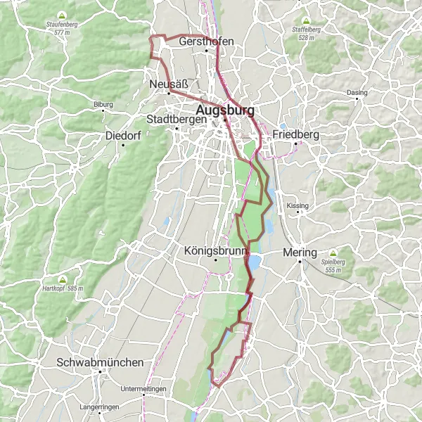 Karten-Miniaturansicht der Radinspiration "Gravel-Tour durch Oberbayern" in Oberbayern, Germany. Erstellt vom Tarmacs.app-Routenplaner für Radtouren