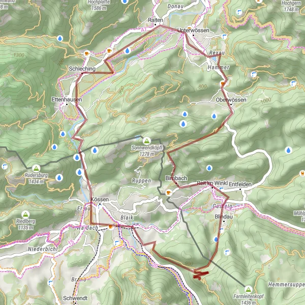 Map miniature of "Bavarian Gravel Escape" cycling inspiration in Oberbayern, Germany. Generated by Tarmacs.app cycling route planner