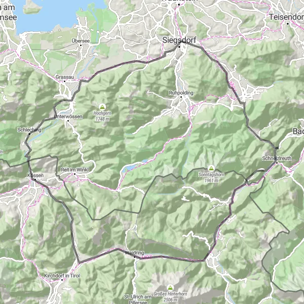 Map miniature of "Alpencross Adventure" cycling inspiration in Oberbayern, Germany. Generated by Tarmacs.app cycling route planner