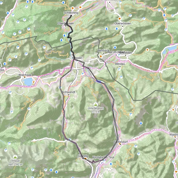 Map miniature of "Bavarian Bliss" cycling inspiration in Oberbayern, Germany. Generated by Tarmacs.app cycling route planner