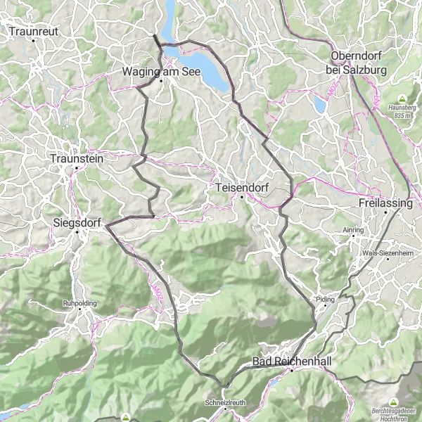 Karten-Miniaturansicht der Radinspiration "Bavarian Alps Loop" in Oberbayern, Germany. Erstellt vom Tarmacs.app-Routenplaner für Radtouren