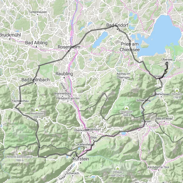 Map miniature of "Alpine Challenge Loop" cycling inspiration in Oberbayern, Germany. Generated by Tarmacs.app cycling route planner