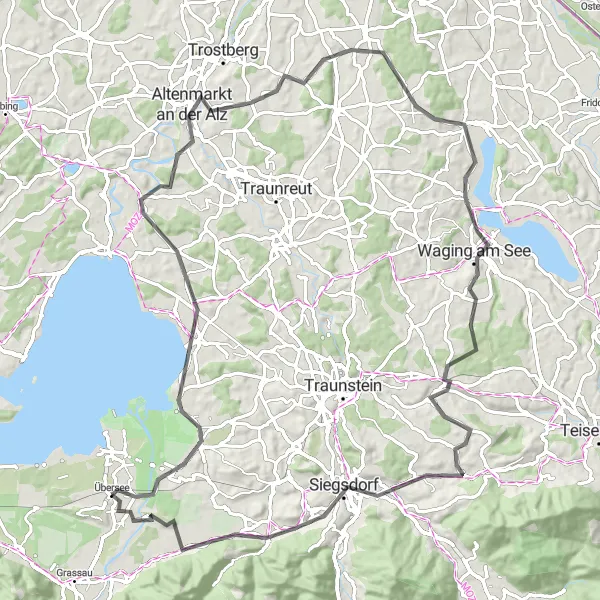 Map miniature of "Scenic Road Cycling Route" cycling inspiration in Oberbayern, Germany. Generated by Tarmacs.app cycling route planner