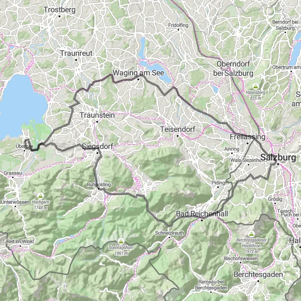 Map miniature of "Alpine Adventure Tour" cycling inspiration in Oberbayern, Germany. Generated by Tarmacs.app cycling route planner