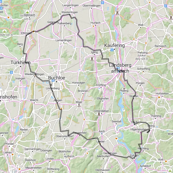 Karten-Miniaturansicht der Radinspiration "Tour durch das Voralpenland" in Oberbayern, Germany. Erstellt vom Tarmacs.app-Routenplaner für Radtouren