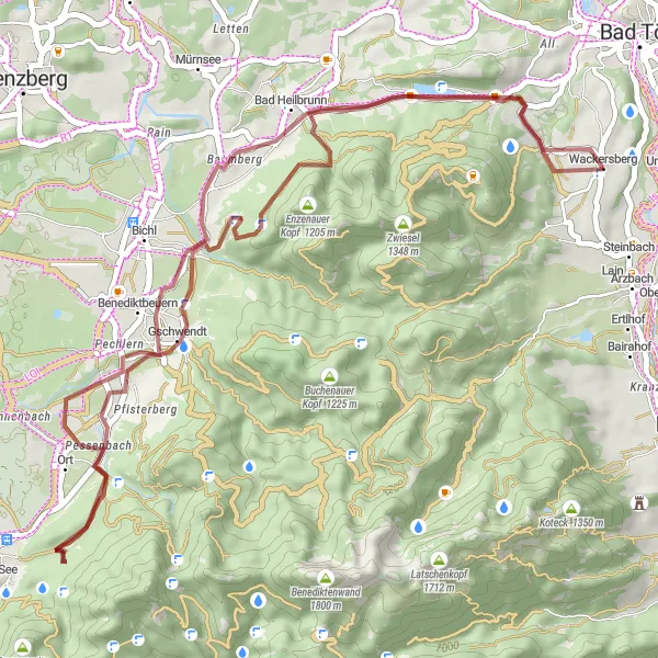 Map miniature of "Buchberg Loop" cycling inspiration in Oberbayern, Germany. Generated by Tarmacs.app cycling route planner
