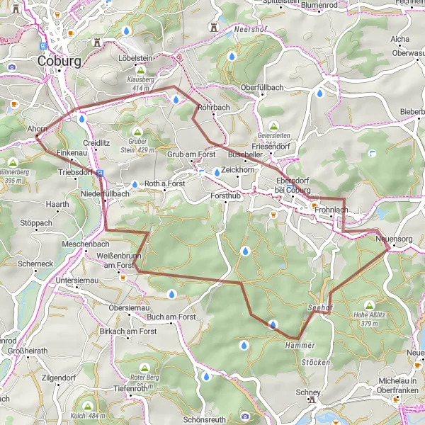 Karten-Miniaturansicht der Radinspiration "Naturerlebnis zwischen Ahorn und Frohnlach" in Oberfranken, Germany. Erstellt vom Tarmacs.app-Routenplaner für Radtouren