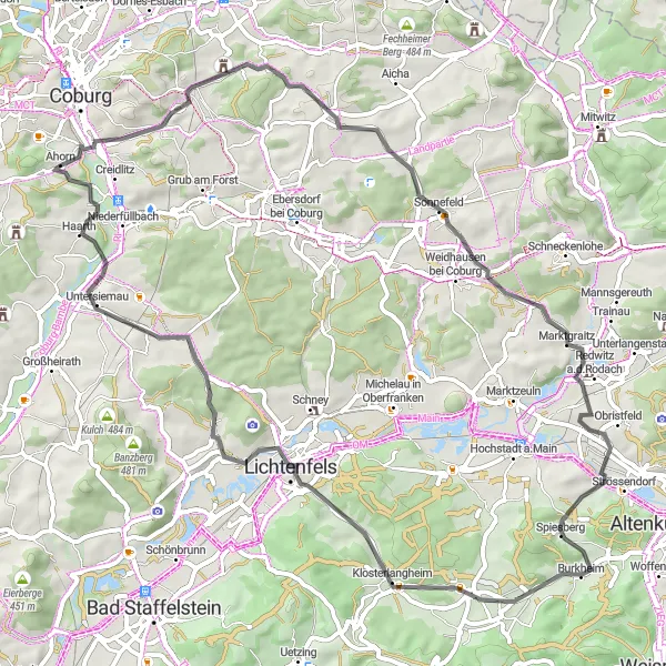 Karten-Miniaturansicht der Radinspiration "Tour durch Marktgraitz und Lichtenfels" in Oberfranken, Germany. Erstellt vom Tarmacs.app-Routenplaner für Radtouren