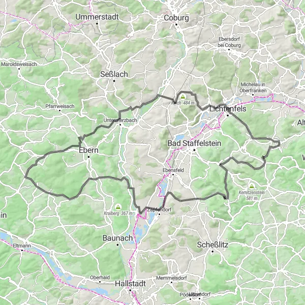 Karten-Miniaturansicht der Radinspiration "Rundum Altendorf" in Oberfranken, Germany. Erstellt vom Tarmacs.app-Routenplaner für Radtouren