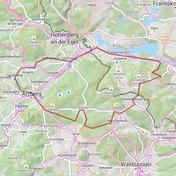 Karten-Miniaturansicht der Radinspiration "Erkundungstour durch die Grenzregion: Schirnding - Arzberg" in Oberfranken, Germany. Erstellt vom Tarmacs.app-Routenplaner für Radtouren