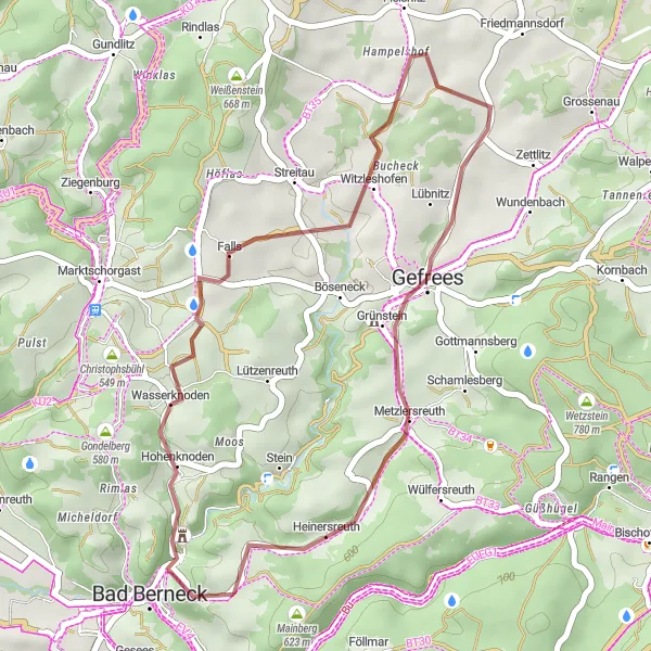 Map miniature of "Gefrees Gravel Loop" cycling inspiration in Oberfranken, Germany. Generated by Tarmacs.app cycling route planner