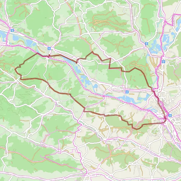 Map miniature of "Gravel Trails Delight" cycling inspiration in Oberfranken, Germany. Generated by Tarmacs.app cycling route planner