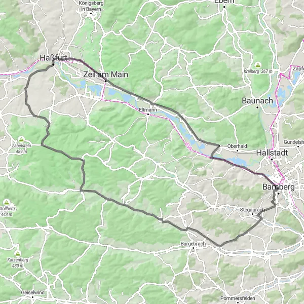 Karten-Miniaturansicht der Radinspiration "Radtour zum Villa Remeis und Alte Hofhaltung" in Oberfranken, Germany. Erstellt vom Tarmacs.app-Routenplaner für Radtouren
