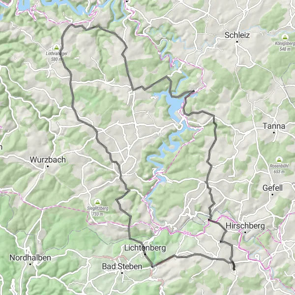 Map miniature of "Maximal Challenge" cycling inspiration in Oberfranken, Germany. Generated by Tarmacs.app cycling route planner