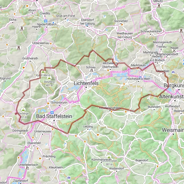 Karten-Miniaturansicht der Radinspiration "Rundweg Külmitz - Obristfeld" in Oberfranken, Germany. Erstellt vom Tarmacs.app-Routenplaner für Radtouren