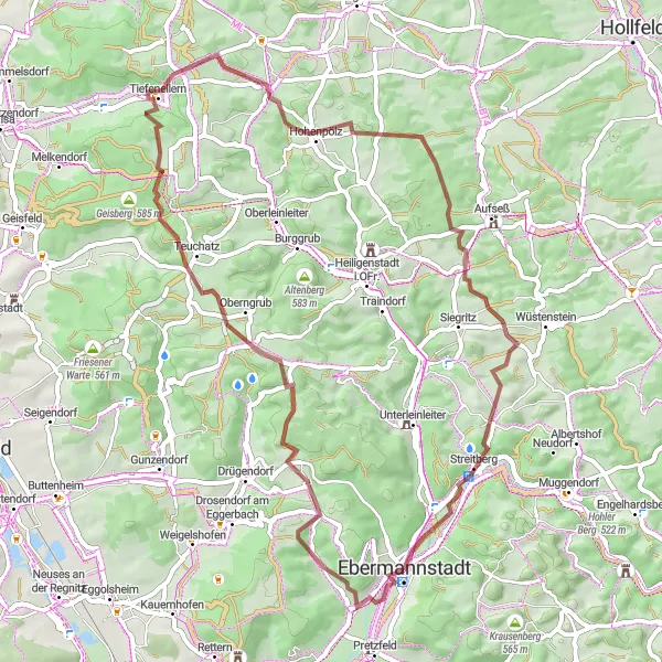 Karten-Miniaturansicht der Radinspiration "Gravel Rundtour um Ebermannstadt" in Oberfranken, Germany. Erstellt vom Tarmacs.app-Routenplaner für Radtouren