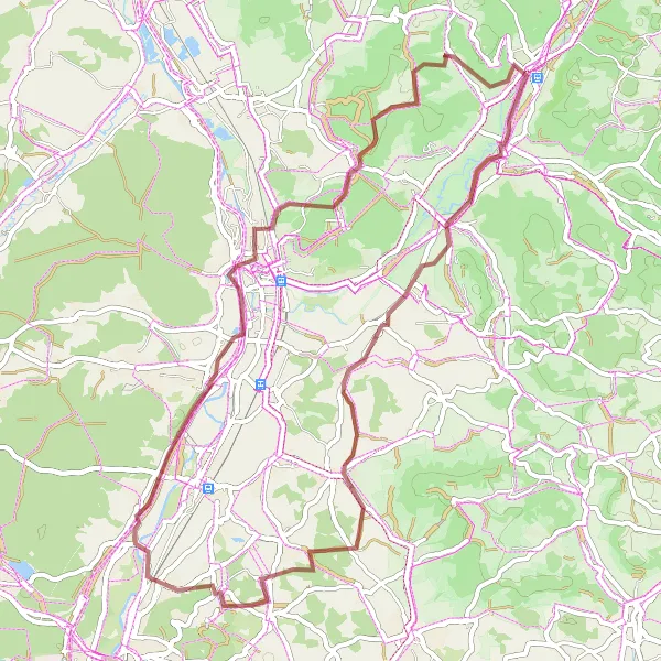 Map miniature of "Scenic Gravel Ride" cycling inspiration in Oberfranken, Germany. Generated by Tarmacs.app cycling route planner