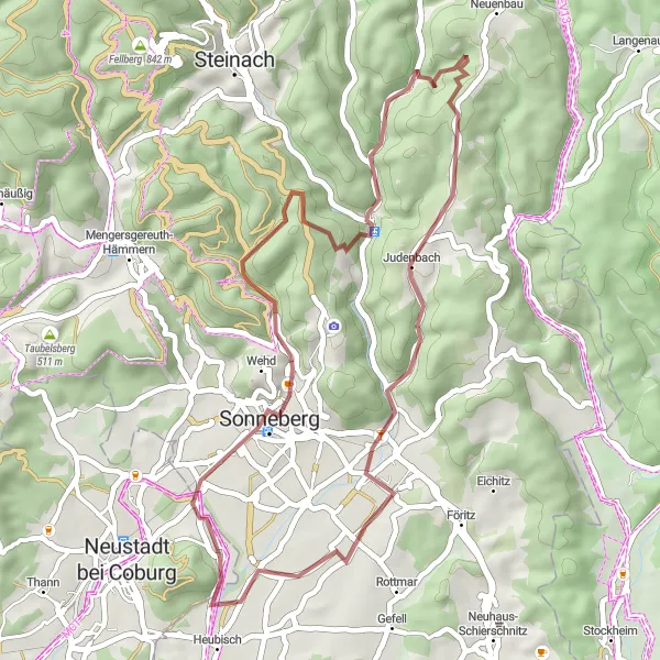 Karten-Miniaturansicht der Radinspiration "Rundweg um Ebersdorf durch malerische Landschaft" in Oberfranken, Germany. Erstellt vom Tarmacs.app-Routenplaner für Radtouren