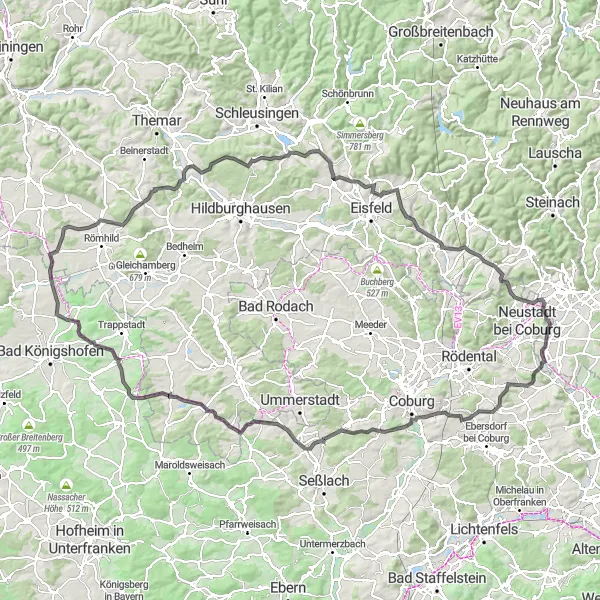 Karten-Miniaturansicht der Radinspiration "Road-Tour durch Oberfranken" in Oberfranken, Germany. Erstellt vom Tarmacs.app-Routenplaner für Radtouren