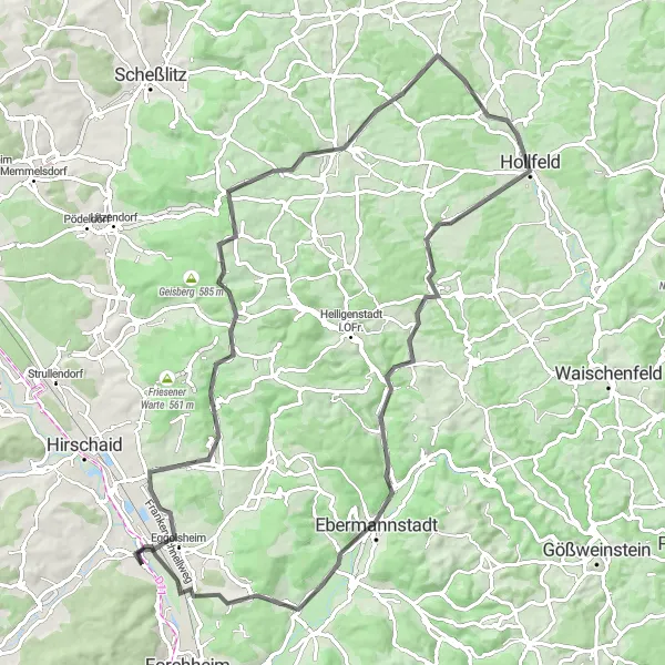 Map miniature of "Eggolsheim Circuit" cycling inspiration in Oberfranken, Germany. Generated by Tarmacs.app cycling route planner