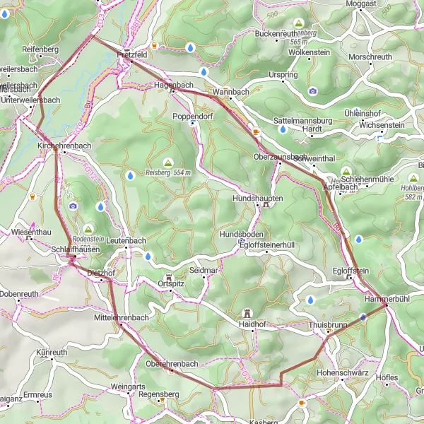 Map miniature of "Eichelberg Loop" cycling inspiration in Oberfranken, Germany. Generated by Tarmacs.app cycling route planner