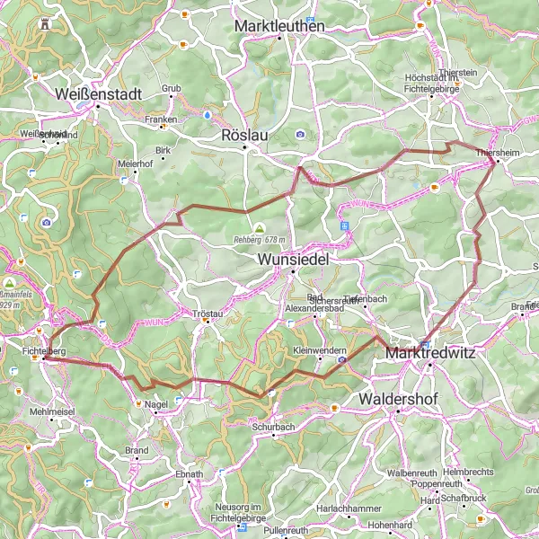 Karten-Miniaturansicht der Radinspiration "Familientour durch das Fichtelgebirge" in Oberfranken, Germany. Erstellt vom Tarmacs.app-Routenplaner für Radtouren