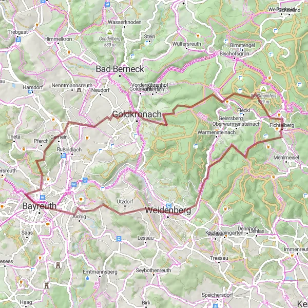 Karten-Miniaturansicht der Radinspiration "Entdeckungstour um den Ochsenkopf" in Oberfranken, Germany. Erstellt vom Tarmacs.app-Routenplaner für Radtouren