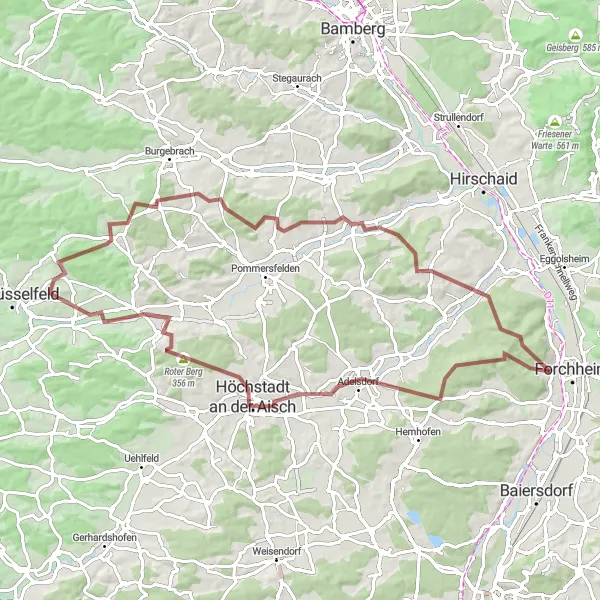 Karten-Miniaturansicht der Radinspiration "Rundfahrt zu Rabensberg und Kreuzberg" in Oberfranken, Germany. Erstellt vom Tarmacs.app-Routenplaner für Radtouren