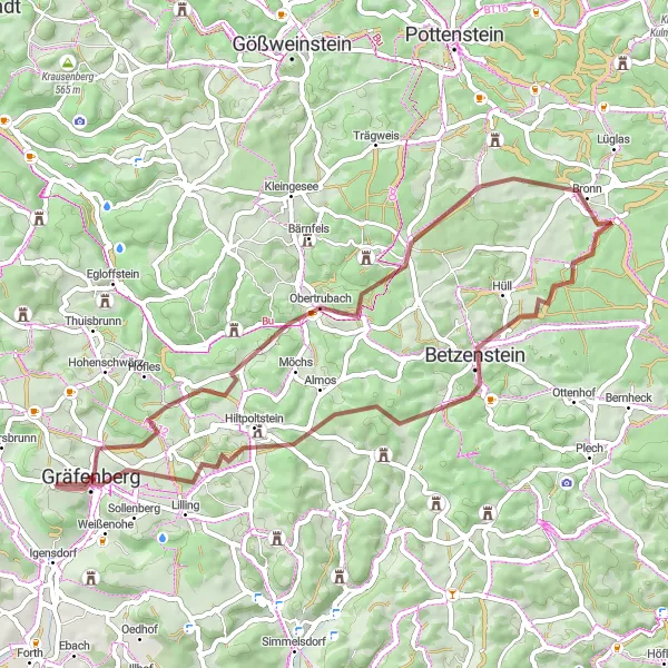 Map miniature of "Discover Upper Trubach Valley" cycling inspiration in Oberfranken, Germany. Generated by Tarmacs.app cycling route planner