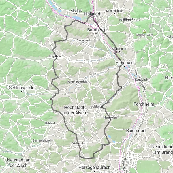 Map miniature of "Bavarian Countryside Tour" cycling inspiration in Oberfranken, Germany. Generated by Tarmacs.app cycling route planner