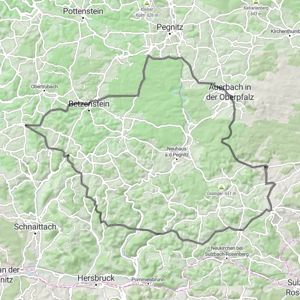 Karten-Miniaturansicht der Radinspiration "Abenteuerliche Rundfahrt durch die Natur" in Oberfranken, Germany. Erstellt vom Tarmacs.app-Routenplaner für Radtouren