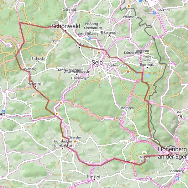 Map miniature of "The Gravel Adventure" cycling inspiration in Oberfranken, Germany. Generated by Tarmacs.app cycling route planner