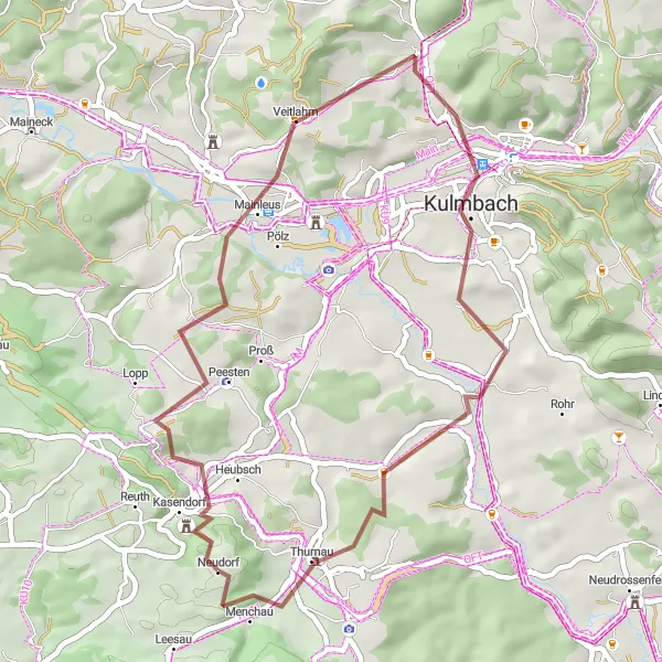 Karten-Miniaturansicht der Radinspiration "Gravel-Trail durch Oberfranken" in Oberfranken, Germany. Erstellt vom Tarmacs.app-Routenplaner für Radtouren