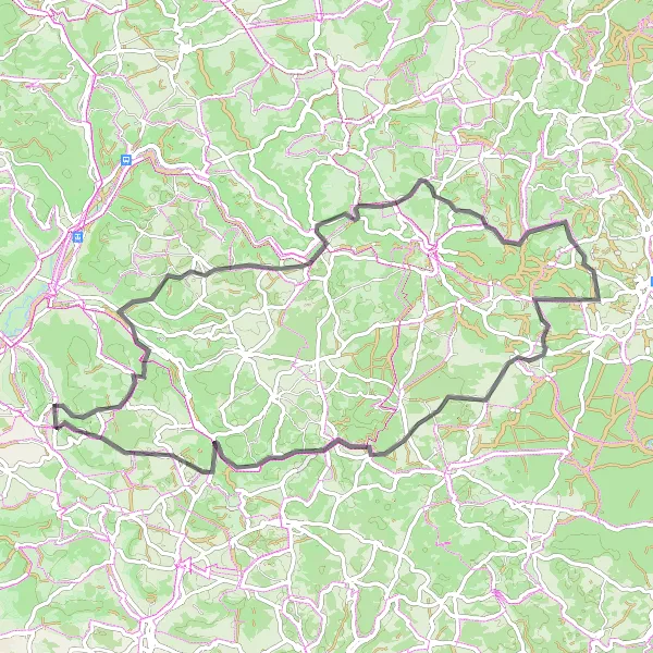 Map miniature of "The Frankenwald Adventure" cycling inspiration in Oberfranken, Germany. Generated by Tarmacs.app cycling route planner