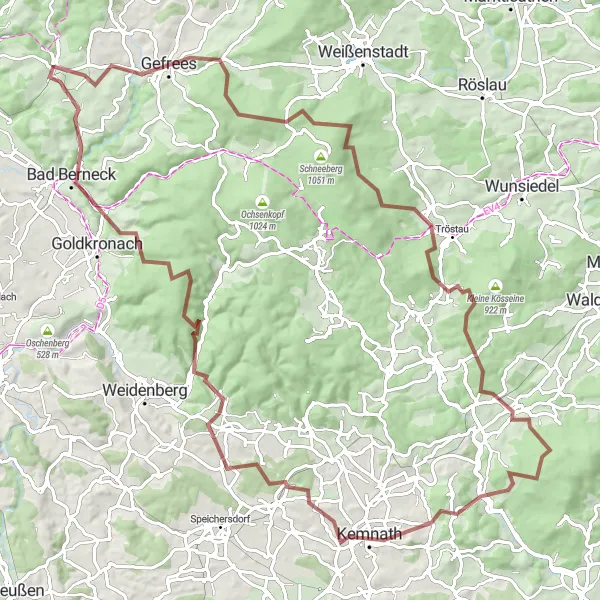 Karten-Miniaturansicht der Radinspiration "Die Hohe Matze und der Armesberg - Naturerlebnis pur in Oberfranken" in Oberfranken, Germany. Erstellt vom Tarmacs.app-Routenplaner für Radtouren