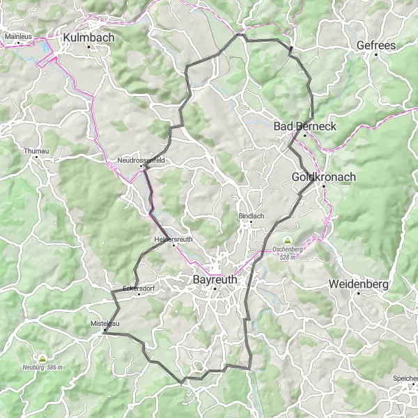 Karten-Miniaturansicht der Radinspiration "Straßenroute um Marktschorgast" in Oberfranken, Germany. Erstellt vom Tarmacs.app-Routenplaner für Radtouren