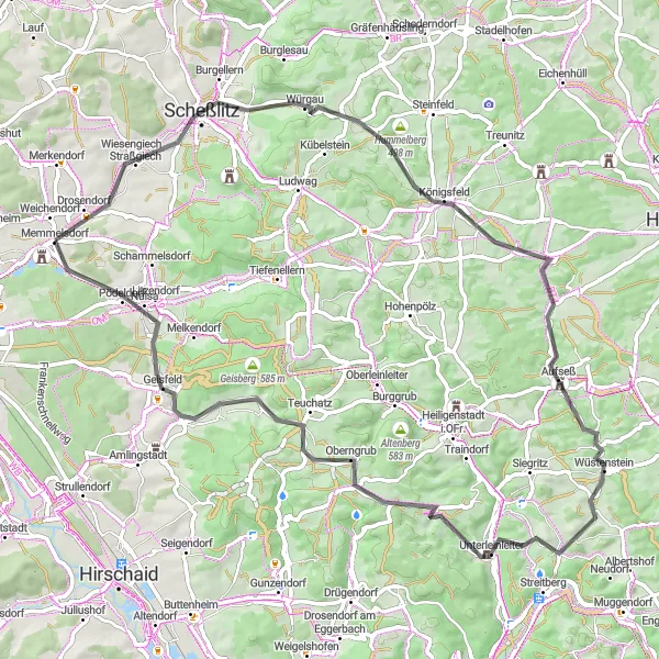 Karten-Miniaturansicht der Radinspiration "Auf den Spuren der Geschichte in Oberfranken" in Oberfranken, Germany. Erstellt vom Tarmacs.app-Routenplaner für Radtouren
