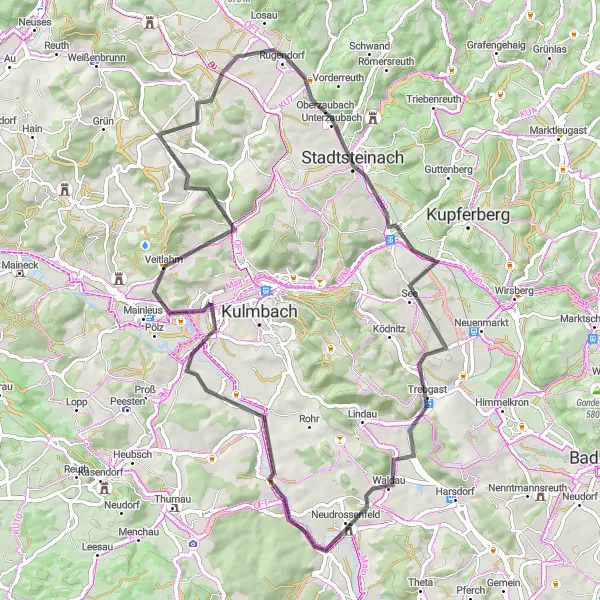 Map miniature of "Horn to Neudrossenfeld" cycling inspiration in Oberfranken, Germany. Generated by Tarmacs.app cycling route planner