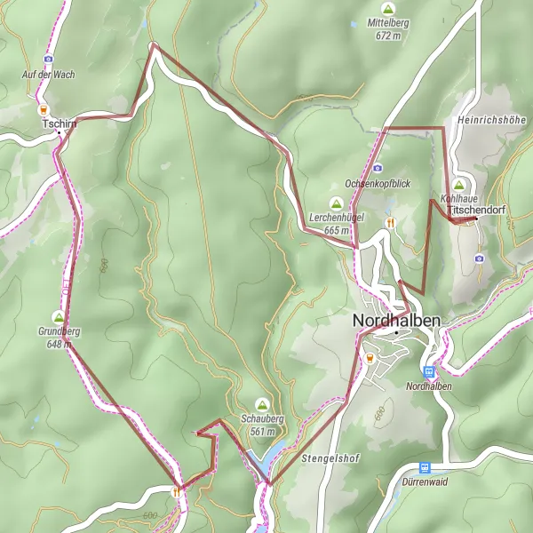 Karten-Miniaturansicht der Radinspiration "Kurze Gravel-Exkursion" in Oberfranken, Germany. Erstellt vom Tarmacs.app-Routenplaner für Radtouren