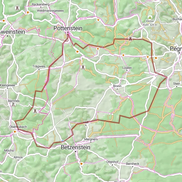 Map miniature of "Obertrubach - Reitersberg Loop" cycling inspiration in Oberfranken, Germany. Generated by Tarmacs.app cycling route planner
