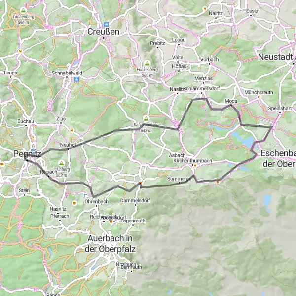 Karten-Miniaturansicht der Radinspiration "Über Hügel und durch Täler" in Oberfranken, Germany. Erstellt vom Tarmacs.app-Routenplaner für Radtouren