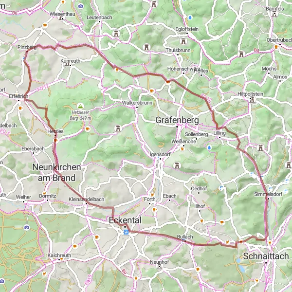 Map miniature of "Elsenberg Adventure: Gravel Escape" cycling inspiration in Oberfranken, Germany. Generated by Tarmacs.app cycling route planner